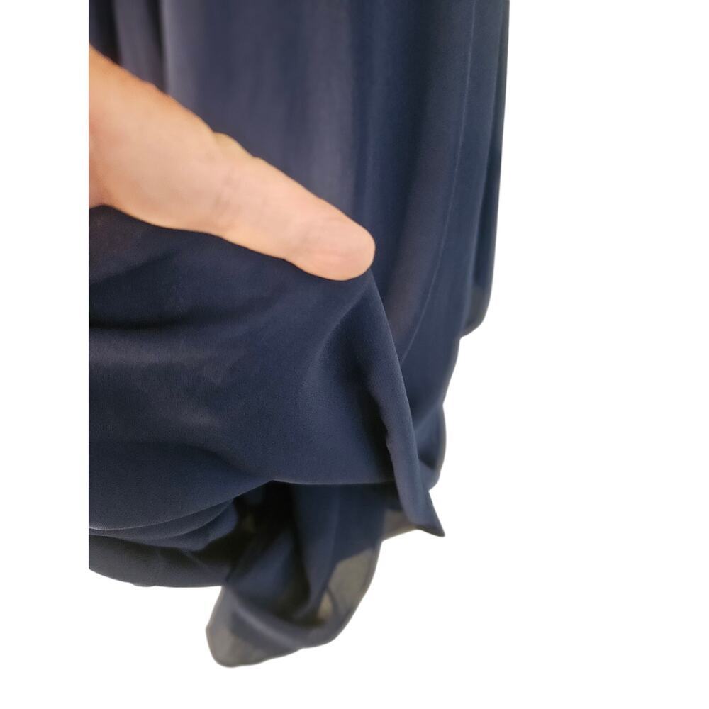 Elaine Turner Navy Caftan Dress V Neck Layered Flowy Lined Sz S - Picture 5 of 12